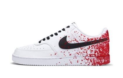 Custom Court Shoes Blood Splatter White Red