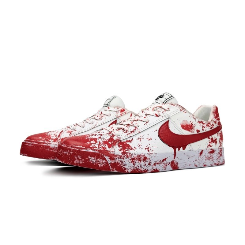 Custom Court Shoes Crime Scene Red White - Image 3
