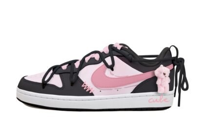 Custom Court Shoes Cute Bear Black Pink