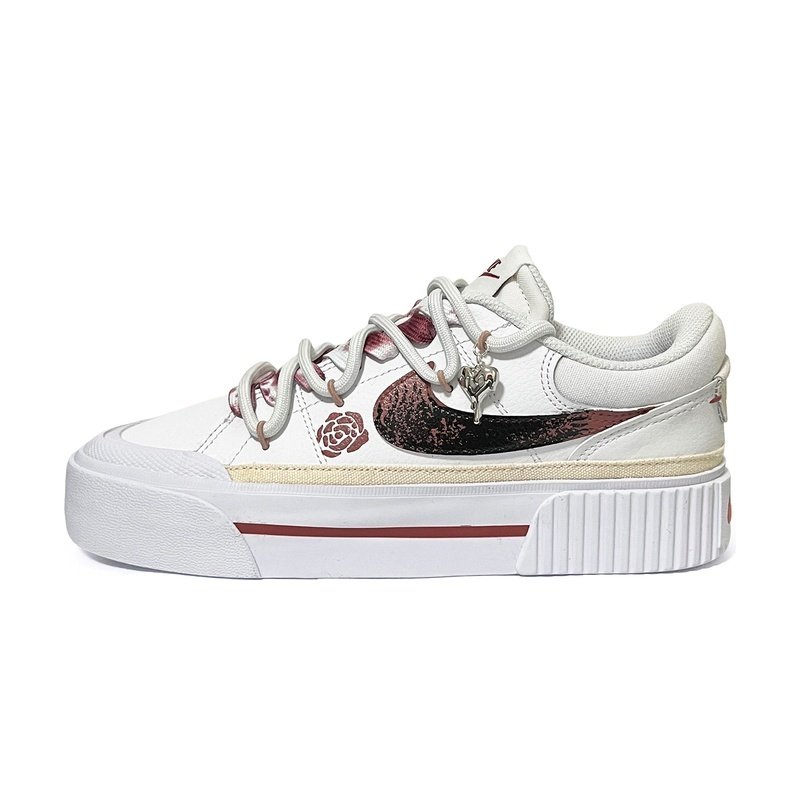 Custom Court Shoes Dark Rose Metallic Heart