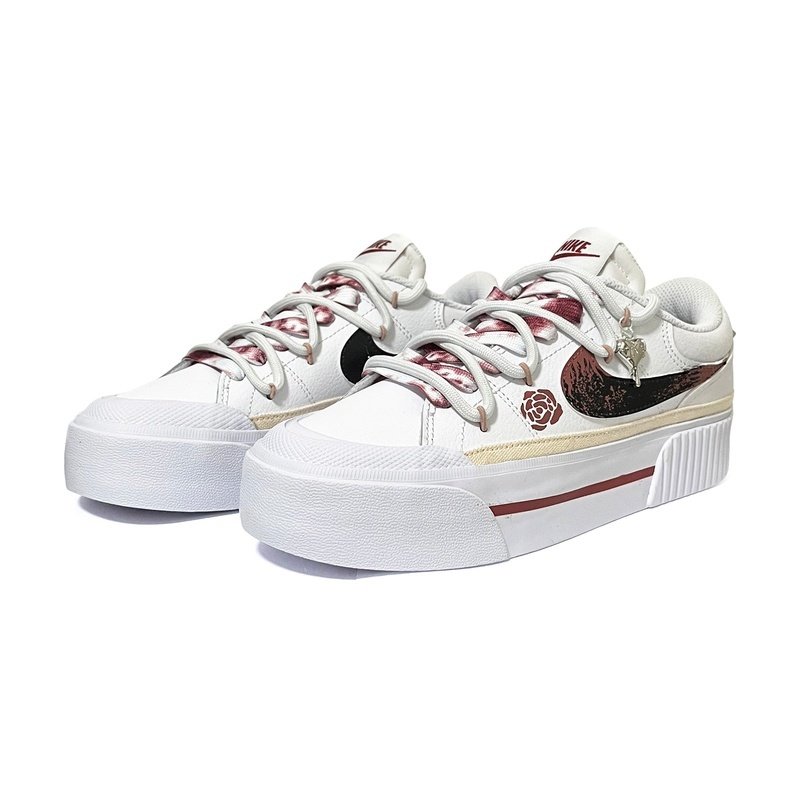 Custom Court Shoes Dark Rose Metallic Heart - Image 3