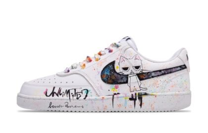 Custom Court Shoes Decadent Cat White Multicolor