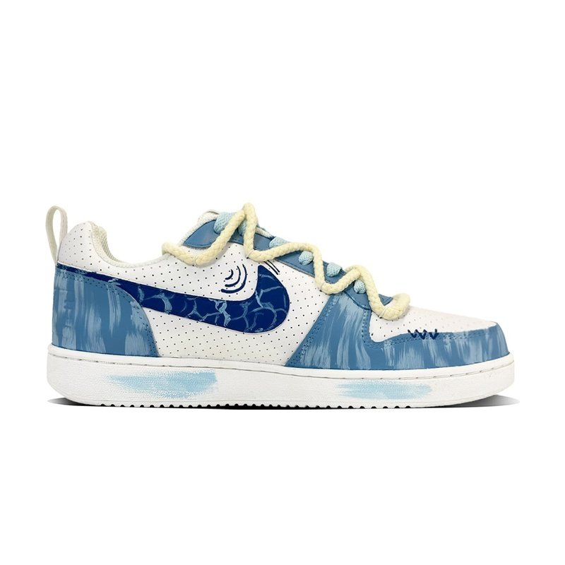 Custom Court Shoes Deep Sea Memory Blue White - Image 2