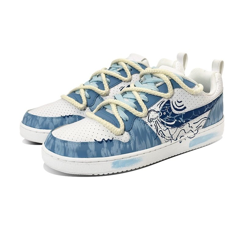 Custom Court Shoes Deep Sea Memory Blue White - Image 3
