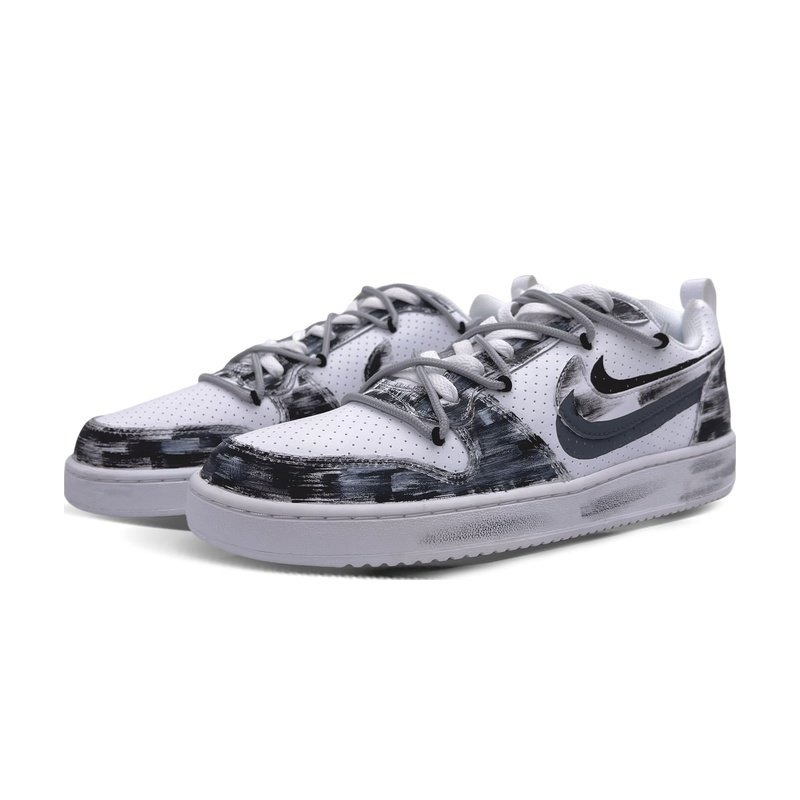 Custom Court Shoes Double Swoosh Black Grey - Image 3