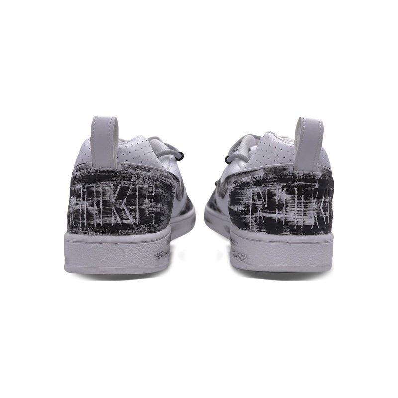 Custom Court Shoes Double Swoosh Black Grey - Image 4