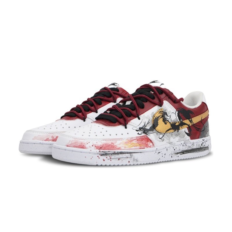 Custom Court Shoes Dragon Phoenix White Red - Image 3