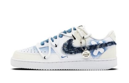 Custom Court Shoes Drifting Cowboy Blue White