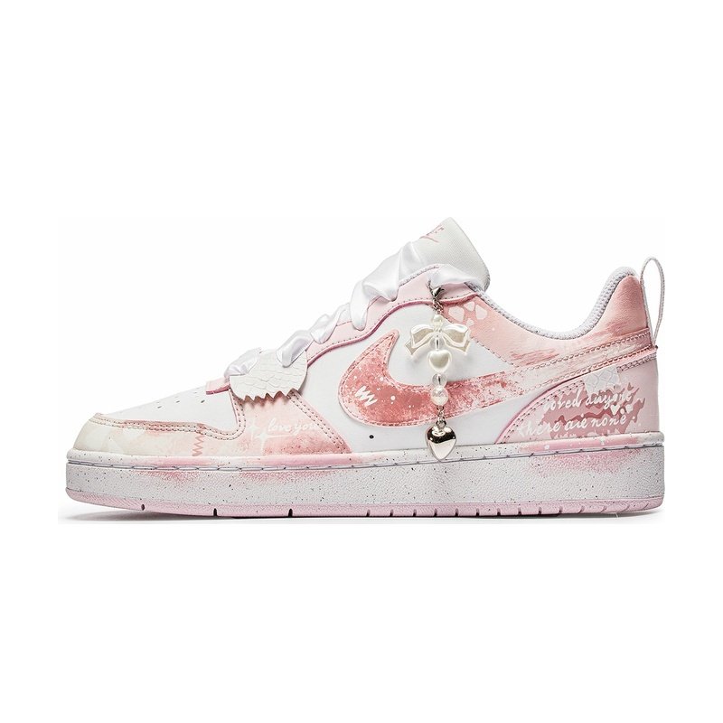 Custom Court Shoes Girlish Heart Pink White