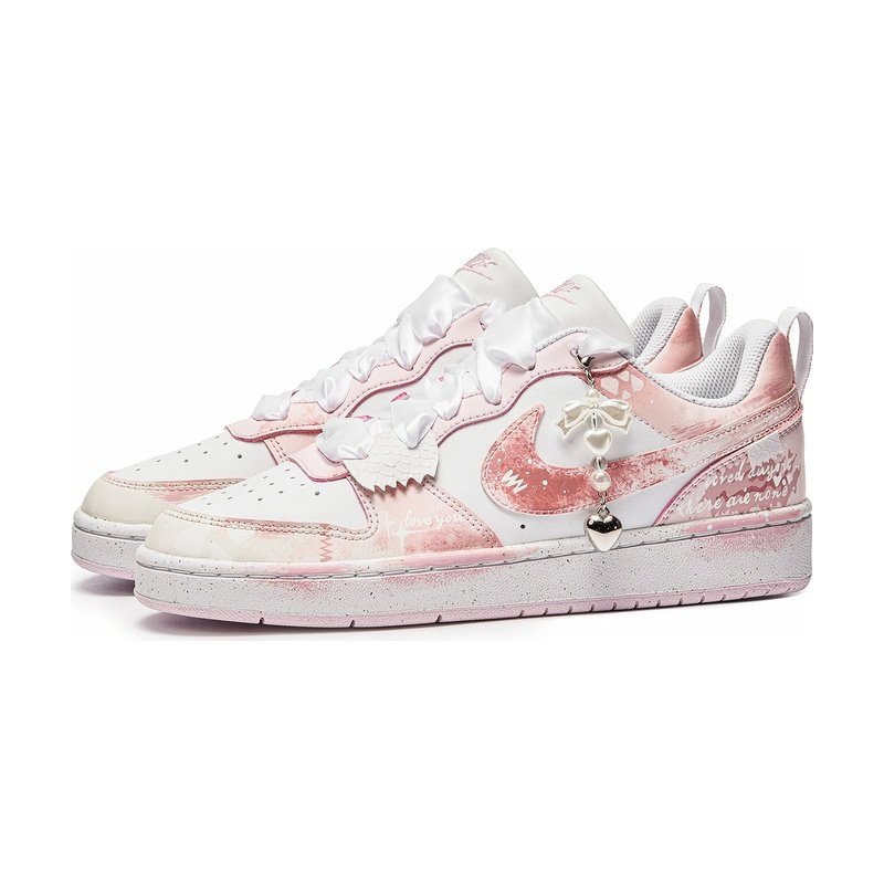 Custom Court Shoes Girlish Heart Pink White - Image 3