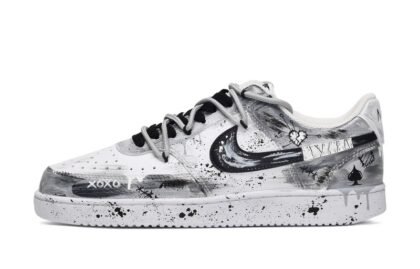 Custom Court Shoes Graffiti Storm Black White