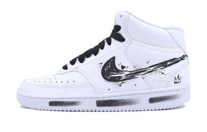 Custom Court Shoes Graffiti Swoosh Black White