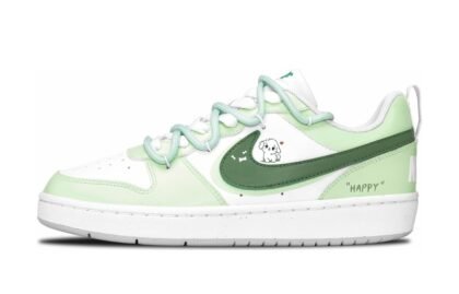 Custom Court Shoes Happy Dog Green White