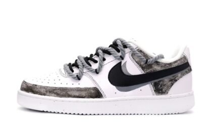 Custom Court Shoes Ink Dye Black White