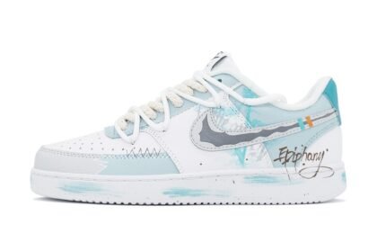 Custom Court Shoes Mountain Stream White Blue