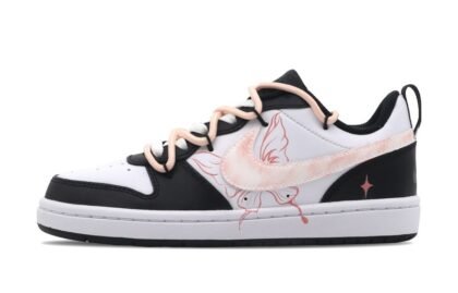 Custom Court Shoes Pink Butterfly Black White
