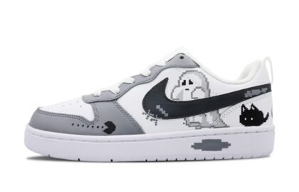 Custom Court Shoes Pixel Ghost Black Grey