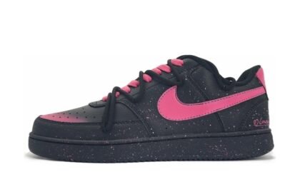 Custom Court Shoes Rose Lover Pink Black