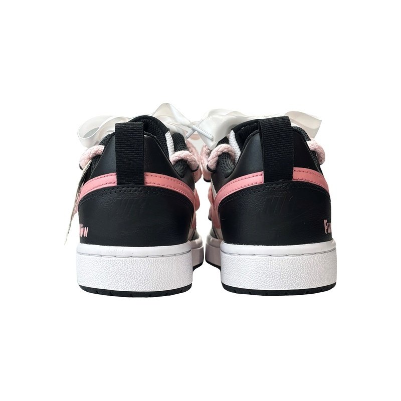 Custom Court Shoes Rose Stamp Black White - Image 4