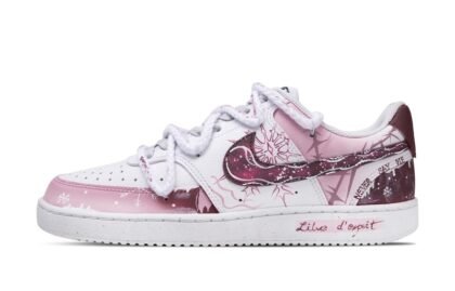 Custom Court Shoes Rose Thorns Pink White