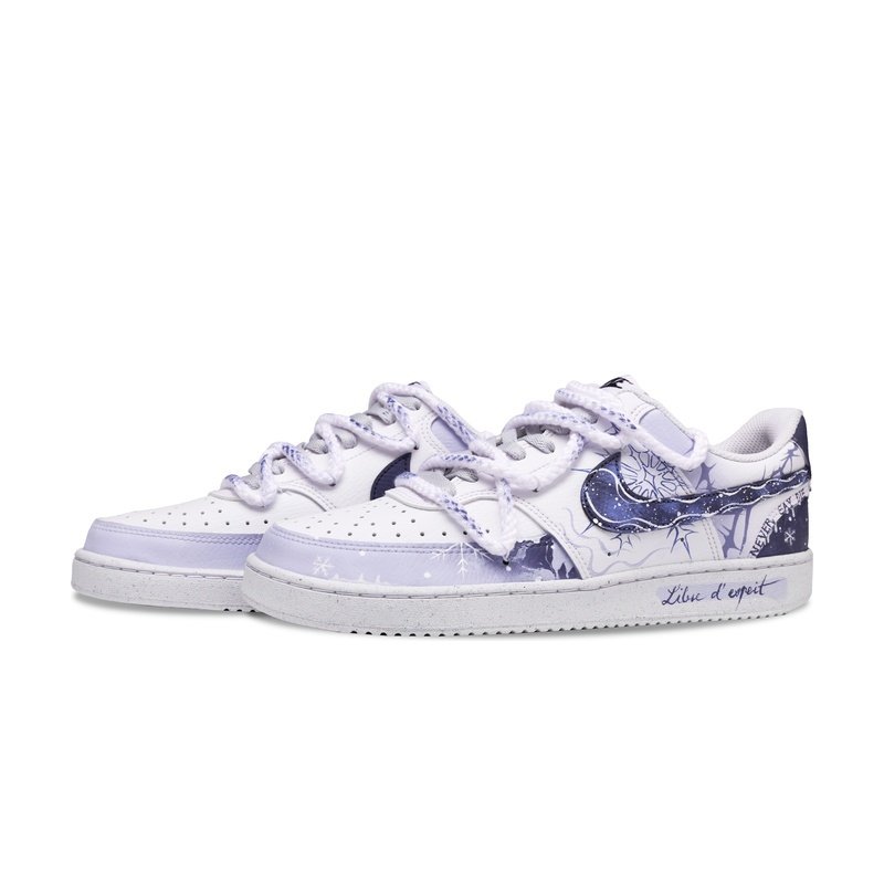 Custom Court Shoes Rose Thorns Purple White - Image 3