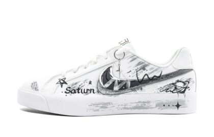 Custom Court Shoes Saturn Travel Black White