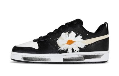 Custom Court Shoes Small Daisy Black White