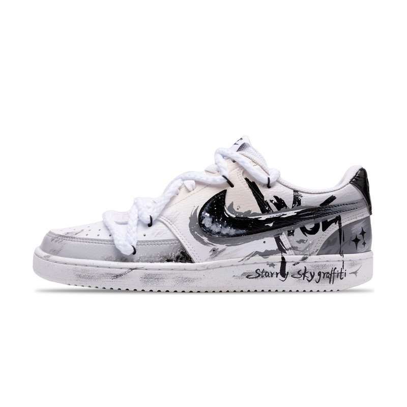 Custom Court Shoes Starry Sky Graffiti Black White