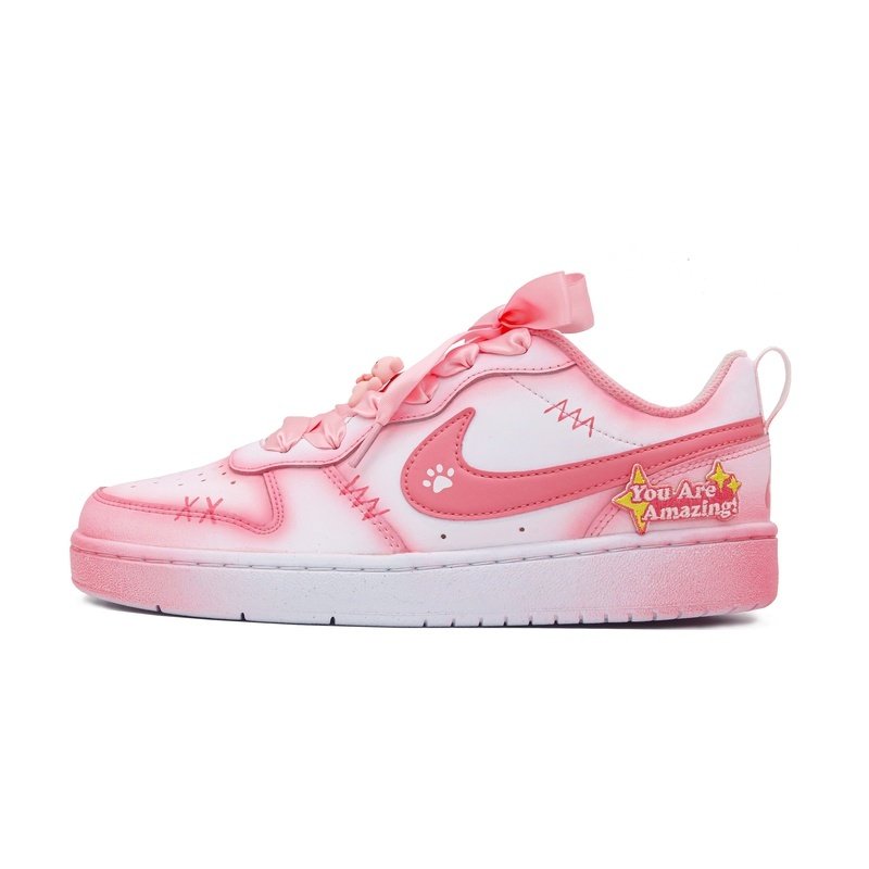 Custom Court Shoes Sweet Bear Pink White