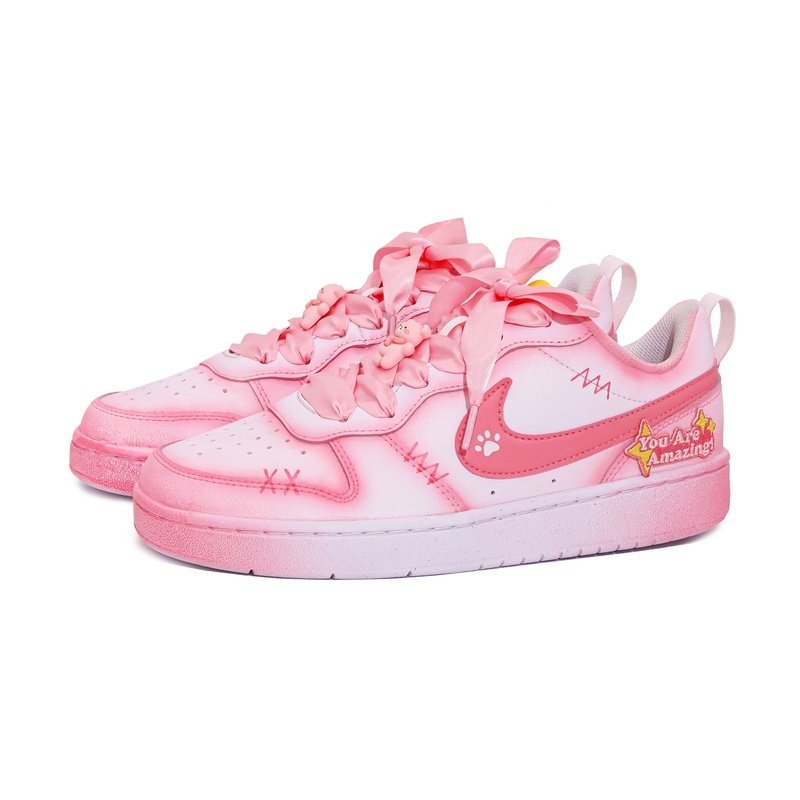 Custom Court Shoes Sweet Bear Pink White - Image 3