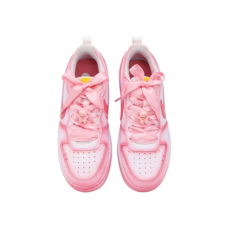 Custom Court Shoes Sweet Bear Pink White - Image 4