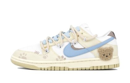 Custom Dunks Shoes Bear Milk Beige Blue