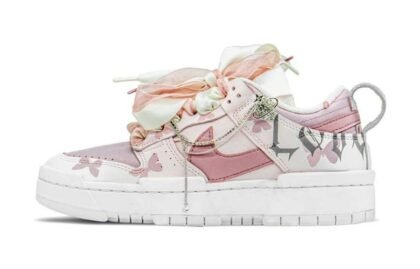 Custom Dunks Shoes Butterfly Bow Pink White