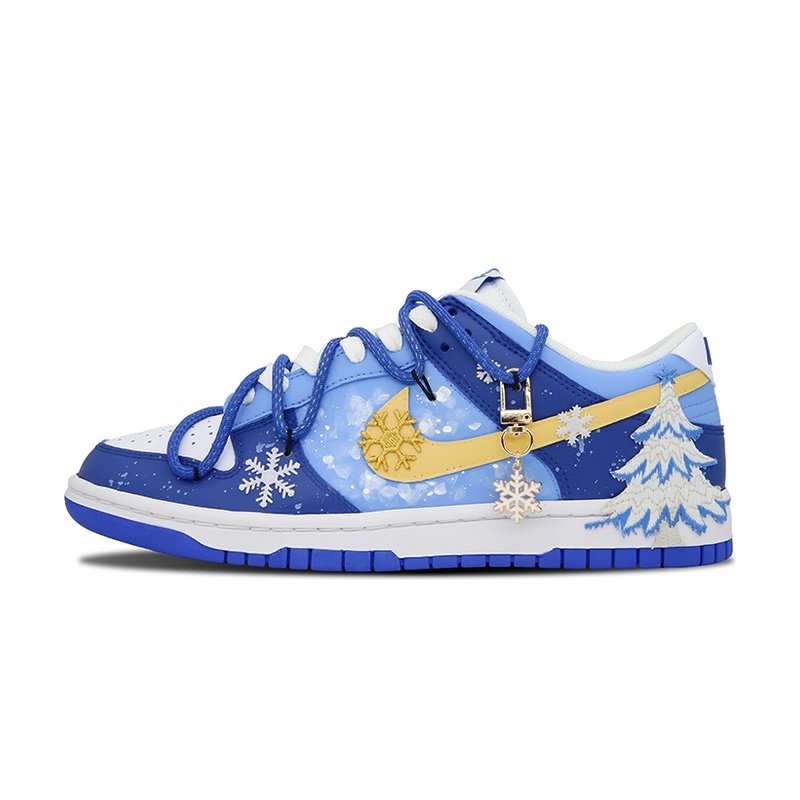 Custom Dunks Shoes Christmas Tree Blue Yellow