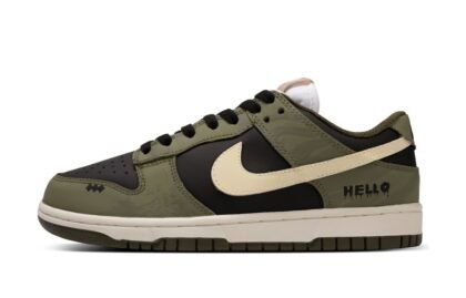 Custom Dunks Shoes Hello World Black Green