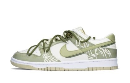 Custom Dunks Shoes Longjing Tea Beige Green