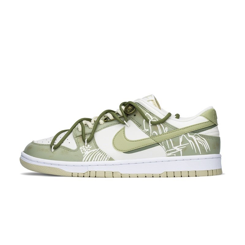 Custom Dunks Shoes Longjing Tea Beige Green