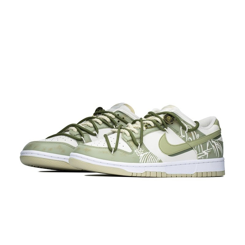 Custom Dunks Shoes Longjing Tea Beige Green - Image 3