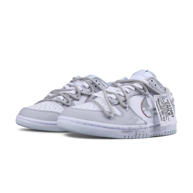 Custom Dunks Shoes Misty Road Gray White - Image 3