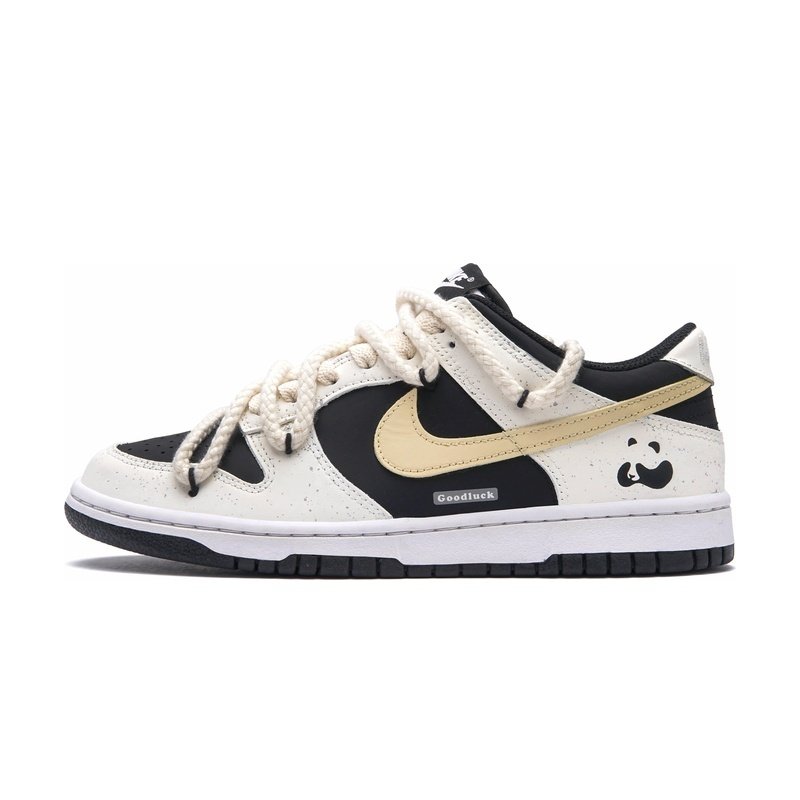 Custom Dunks Shoes Panda Cheese Black White