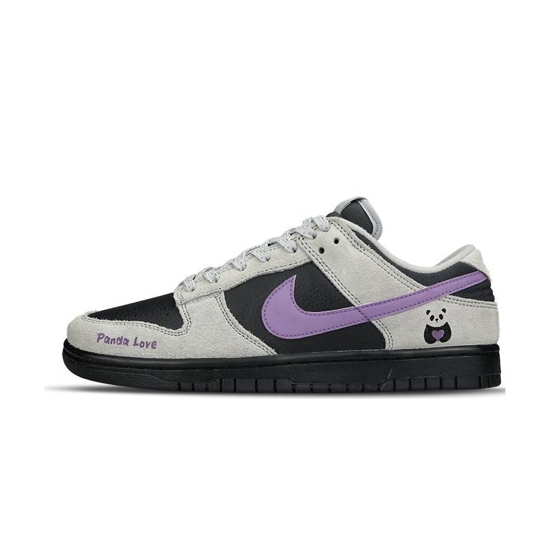 Custom Dunks Shoes Panda Love Gray Black