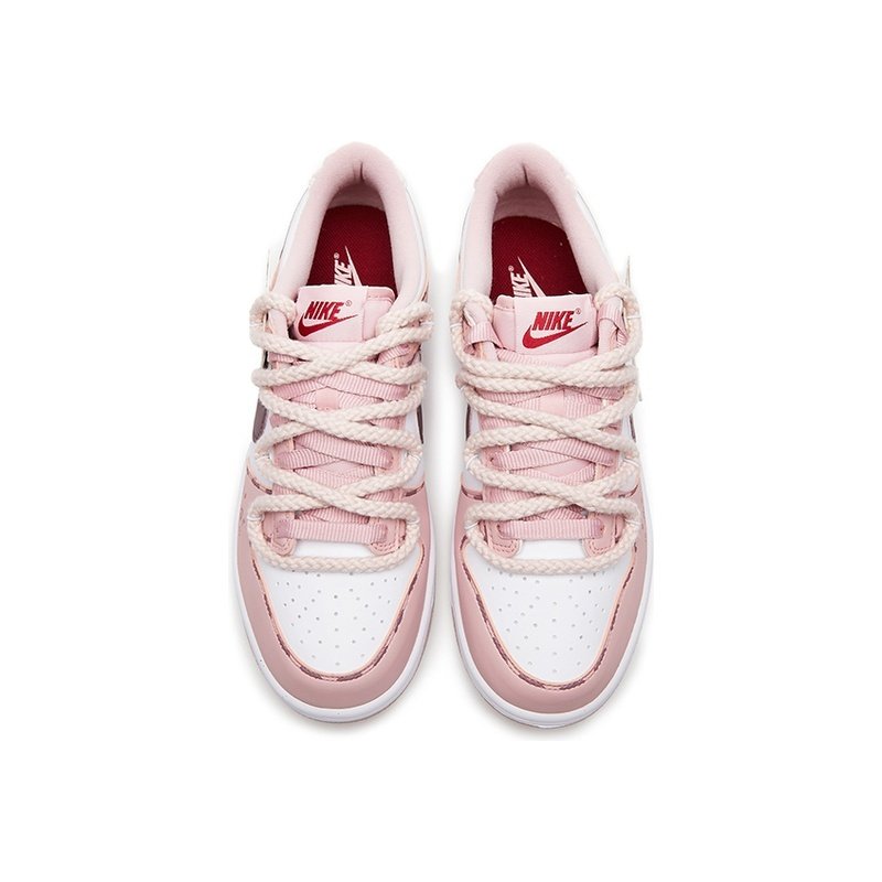 Custom Dunks Shoes Rose Stamp Pink White - Image 4