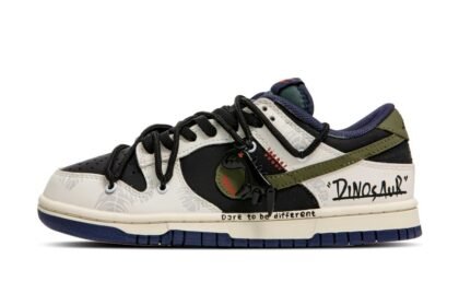 Custom Dunks Shoes Samll Dinosaur Black Green