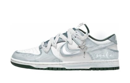 Custom Dunks Shoes Snake Scales White Grey