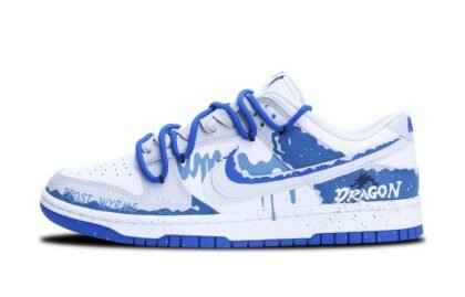 Custom Dunks Shoes Snow Field Blue White