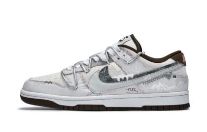 Custom Dunks Shoes Snow Mountain Gray White
