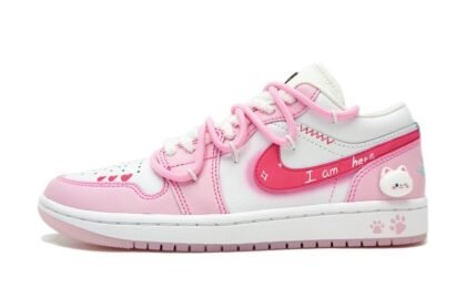 Custom Jordans Shoes Cat Paw Pink White