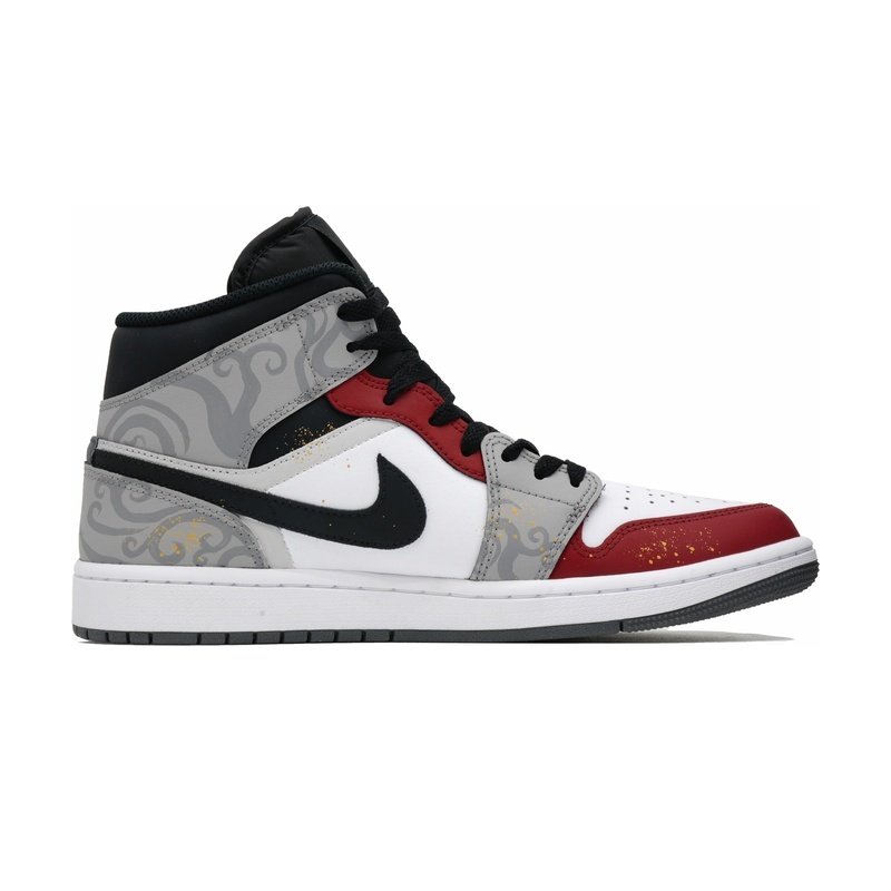 Custom Jordans Shoes Elegant Dynasty Gray Red - Image 2