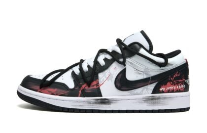 Custom Jordans Shoes Fantasy Butterfly Red Black