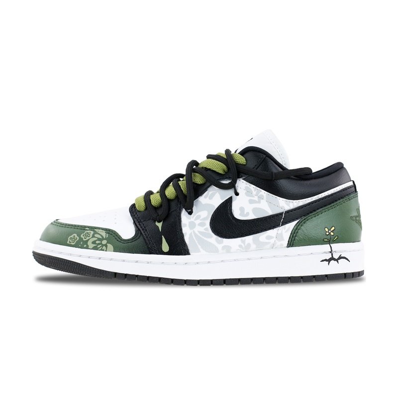 Custom Jordans Shoes Flower Power Green Black
